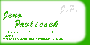 jeno pavlicsek business card